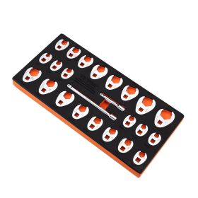 VEVOR Drive Crowfoot Wrench Set With 2 Extension Bars, 24-Piece Crows Foot Wrench Set, SAE  -1inch And Metric 10-22 Mm, CR-MO Steel Crowfoot Wren (Option: Default)