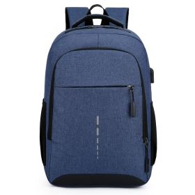 Oxford Cloth Backpack Casual Versatile Large Capacity Laptop Bag Daily Commuting Trend Backpack (Color: Blue)