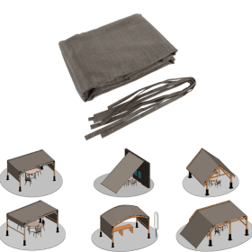 Outdoor Pergola Sun Shade Cover Cloth Patio Canopy HDPE Permeable With Grommets -13' X 7.7', Brown (Color: Brown)