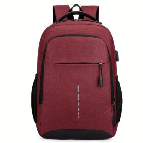 Oxford Cloth Backpack Casual Versatile Large Capacity Laptop Bag Daily Commuting Trend Backpack (Color: Red)